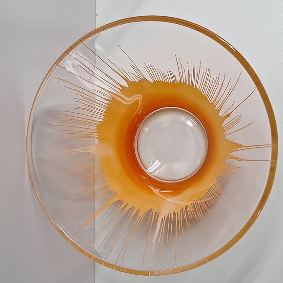 #AEA Glass bowl clear and orange great for chips, fruit, etc. - Picture 5 of 7